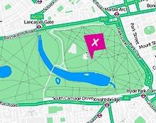 Location map of Hyde Park, London